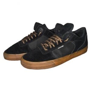 👟🛹 SUPRA Black Suede Skate Shoes Gum Sole Streetwear Sneakers | US Men’s 8